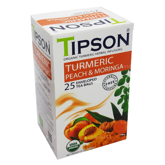 Tipson Turmeric Peach & Moringa 25 Enveloped Tea Bags (37.5g)