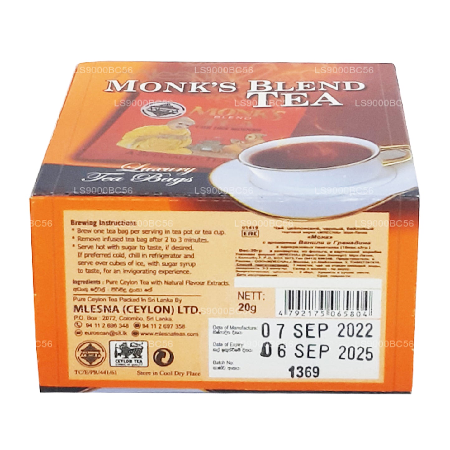 Mlesna Monk's Blend Tea (20g) 10 Luxury Tea Bags