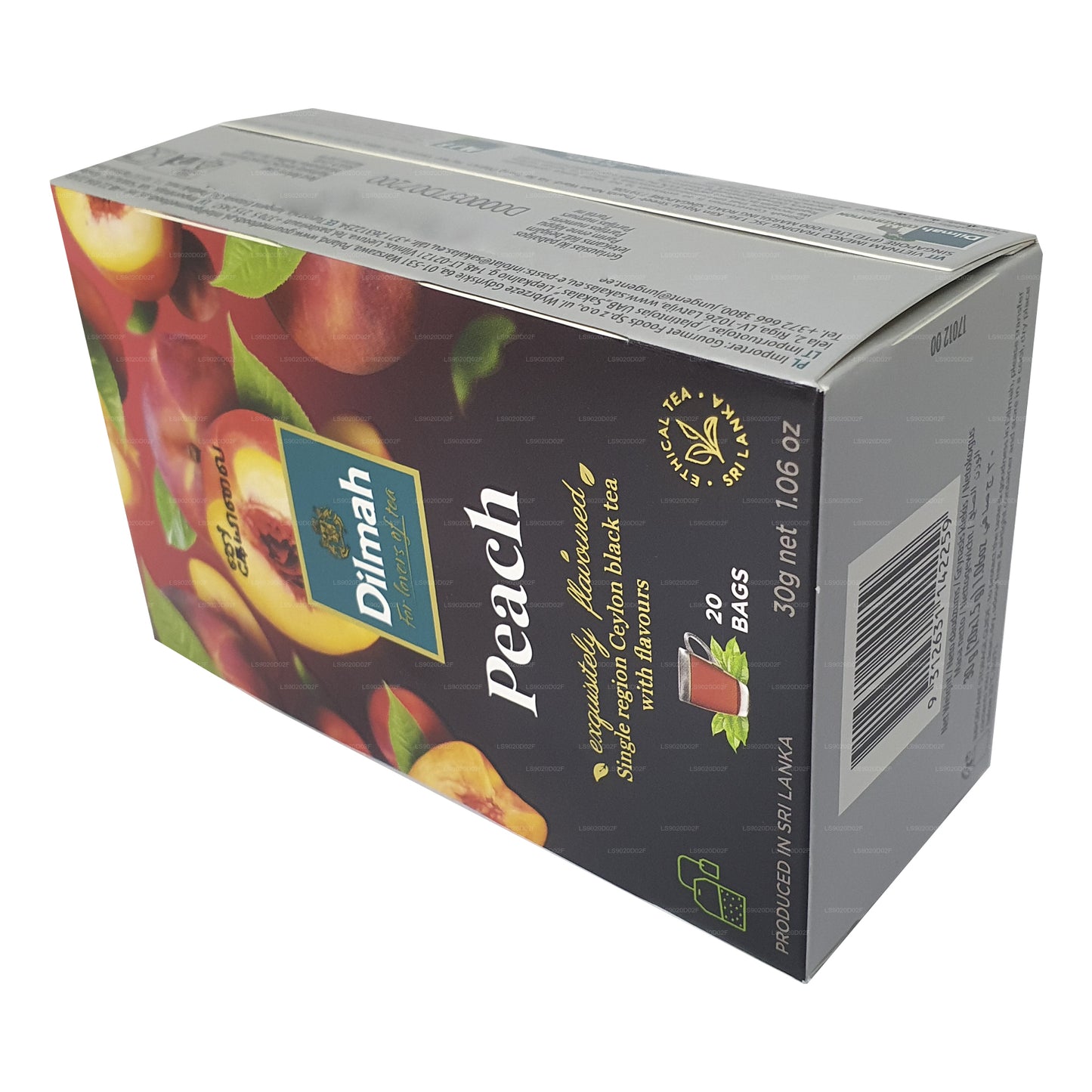 Dilmah Peach Flavored Ceylon Black Tea (30g) 20 Tea Bags