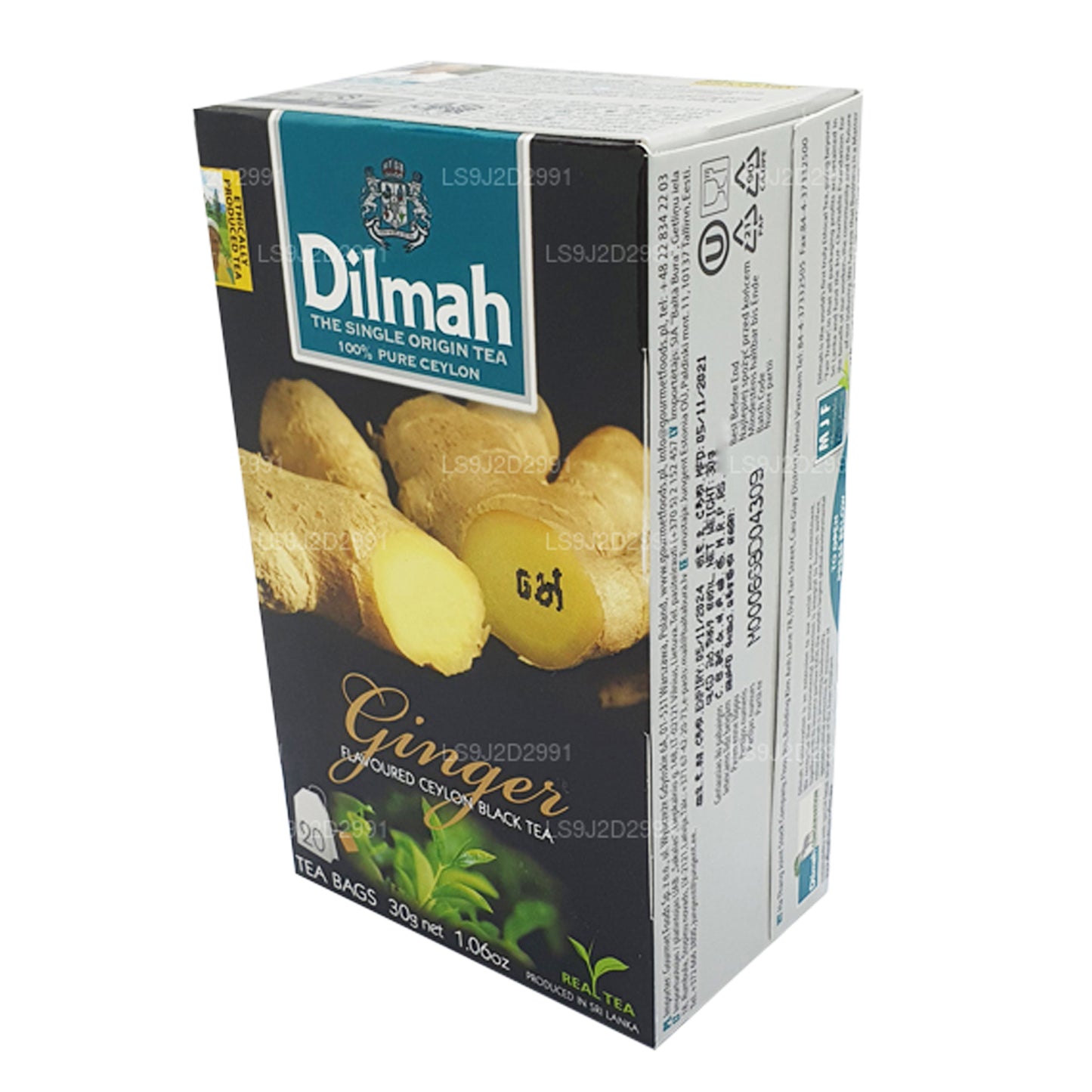 Dilmah Ginger Flavored Black Tea (30g) 20 Tea Bags