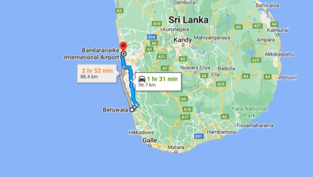 Beruwala City to Colombo Airport (CMB) Private Transfer