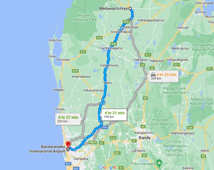 Medawachchiya City to Colombo Airport (CMB) Private Transfer