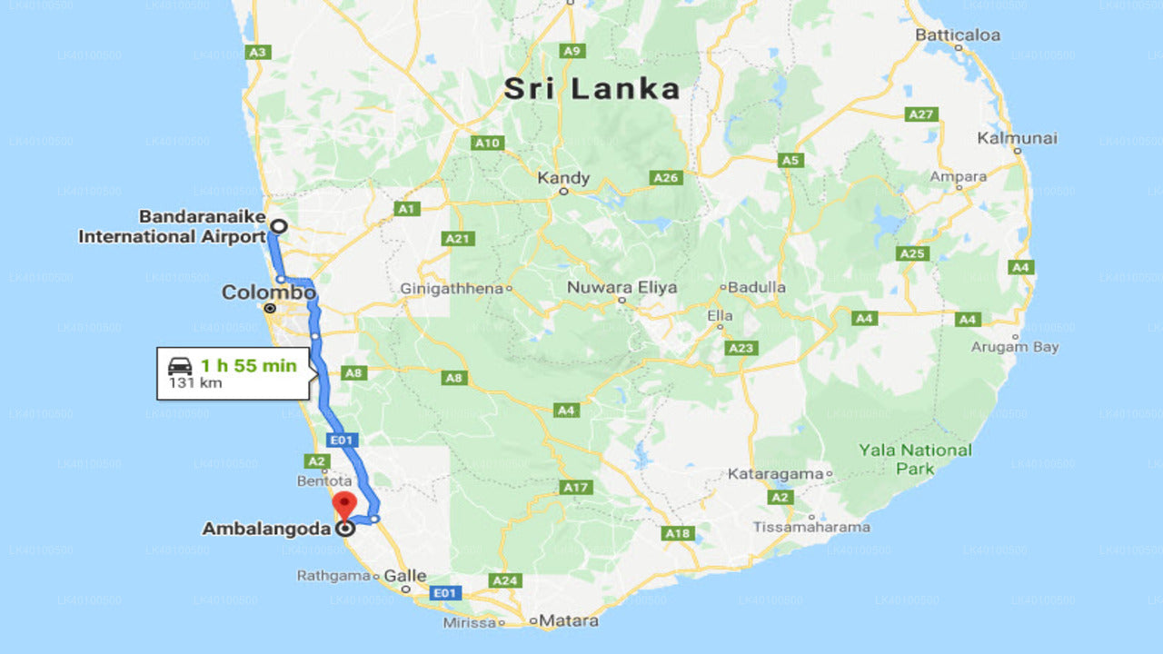 Colombo Airport (CMB) to Ambalangoda City Private Transfer