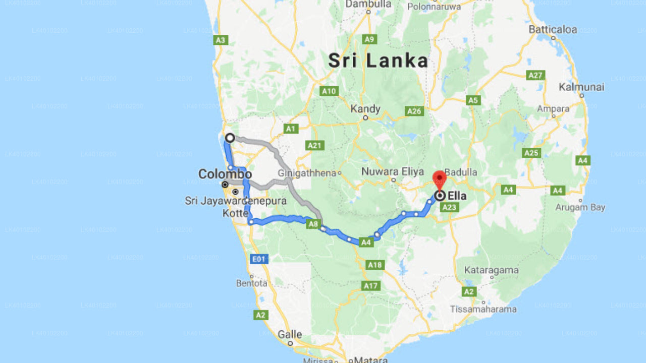 Colombo Airport (CMB) to Ella City Private Transfer