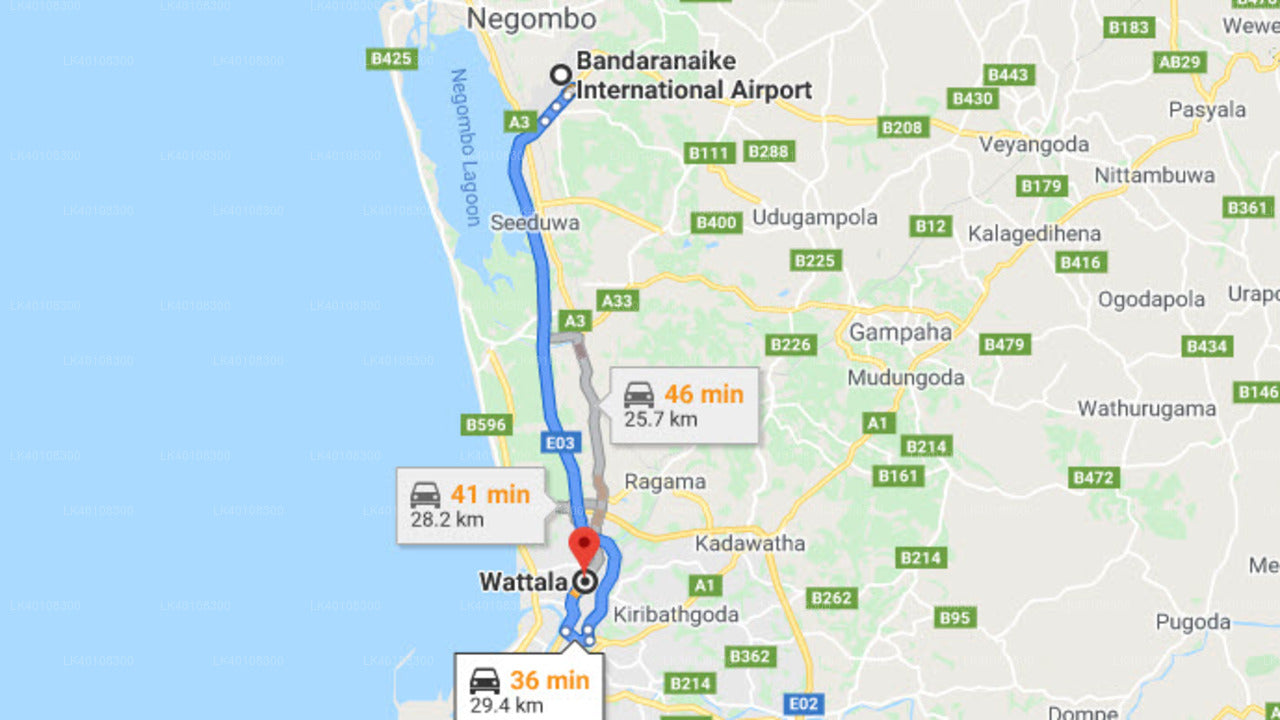 Colombo Airport (CMB) to Wattala City Private Transfer