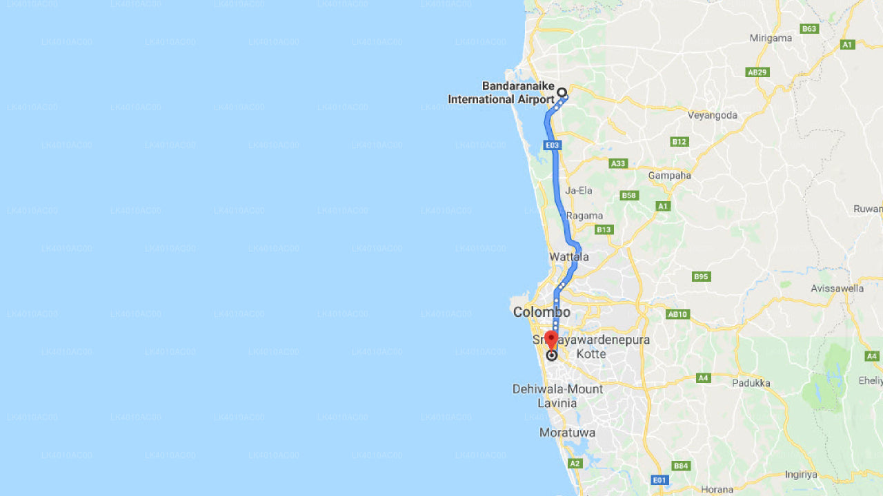 Colombo Airport (CMB) to Gandara City Private Transfer