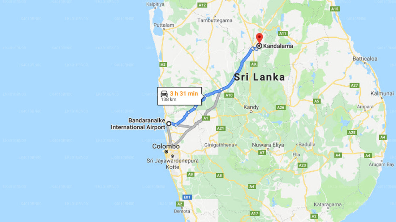 Colombo Airport (CMB) to Kandalama City Private Transfer