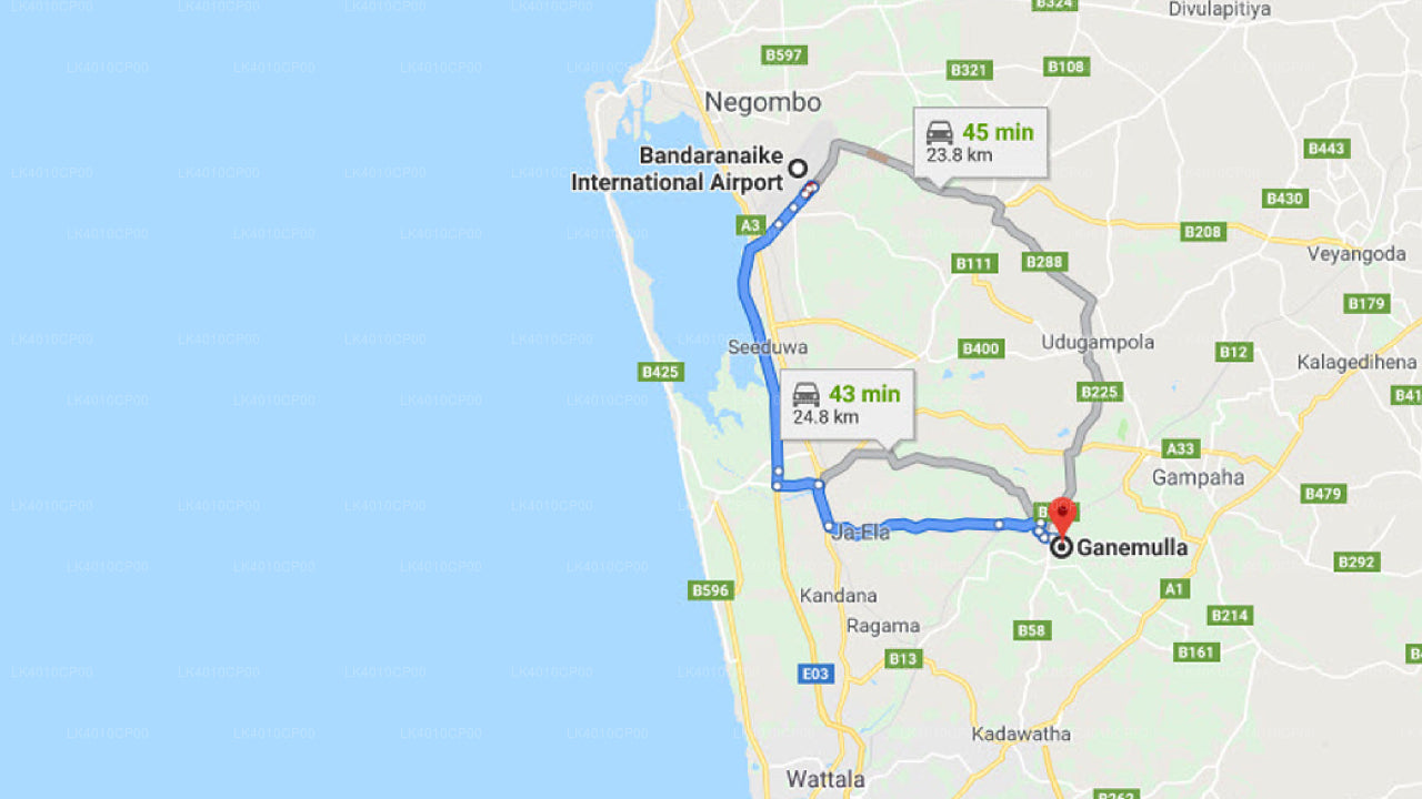 Colombo Airport (CMB) to Ganemulla City Private Transfer