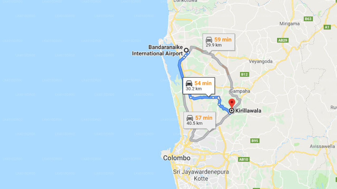 Colombo Airport (CMB) to Kirillawala City Private Transfer