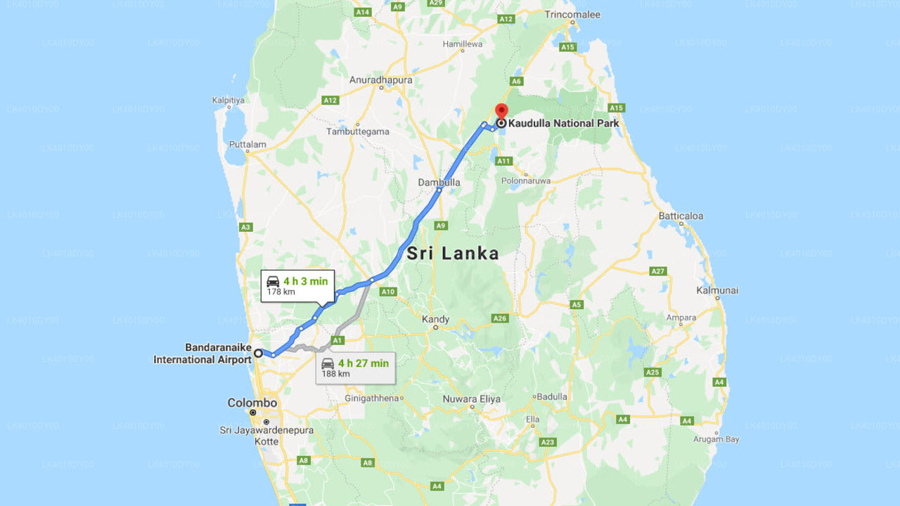 Colombo Airport (CMB) to Kaudulla City Private Transfer