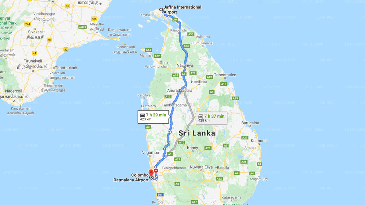 Colombo Airport (CMB) to Ratmalana Airport (RML) City Private Transfer