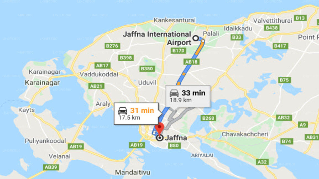 Jaffna Airport (JAF) to Jaffna City Private Transfer