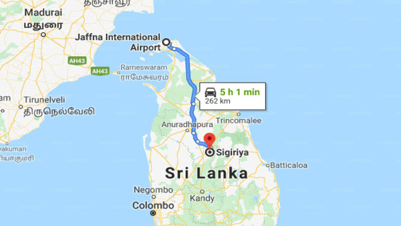 Jaffna Airport (JAF) to Sigiriya City Private Transfer