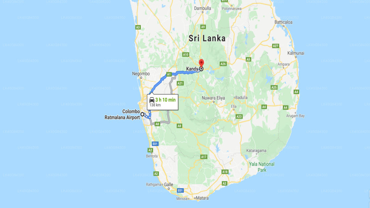 Ratmalana Airport (RML) to Kandy City Private Transfer
