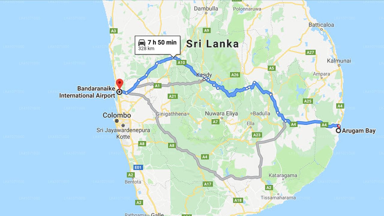 Arugam Bay City to Colombo Airport (CMB) Private Transfer