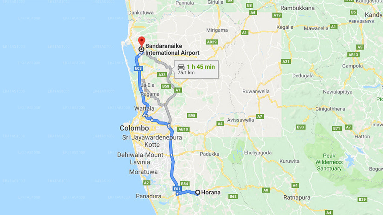 Horana City to Colombo Airport (CMB) Private Transfer