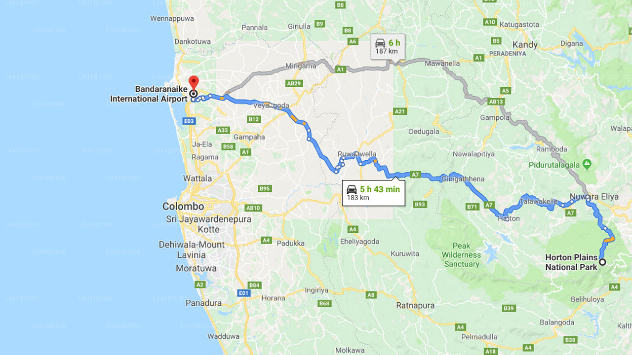 Horton Plains City to Colombo Airport (CMB) Private Transfer