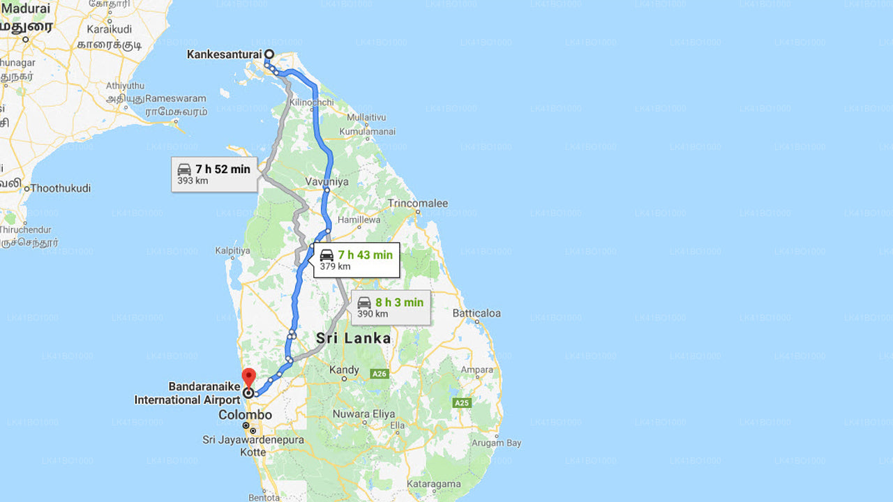 Kankesanturai City to Colombo Airport (CMB) Private Transfer