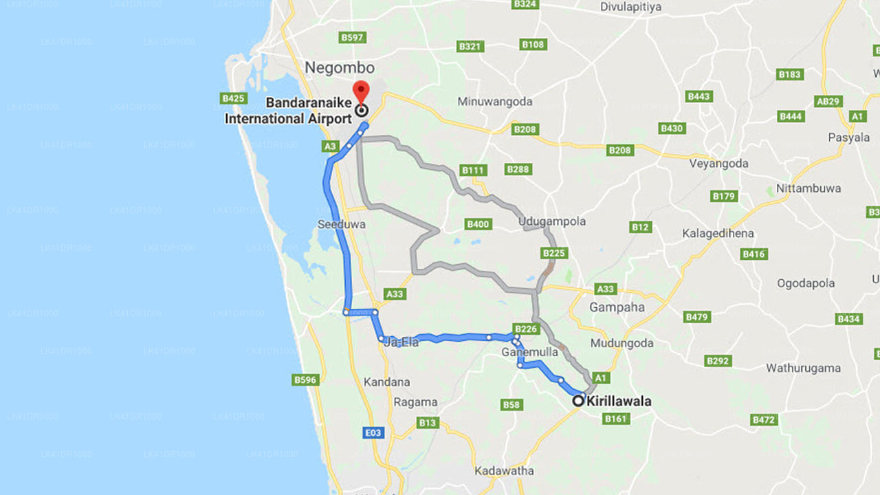 Kirillawala City to Colombo Airport (CMB) Private Transfer