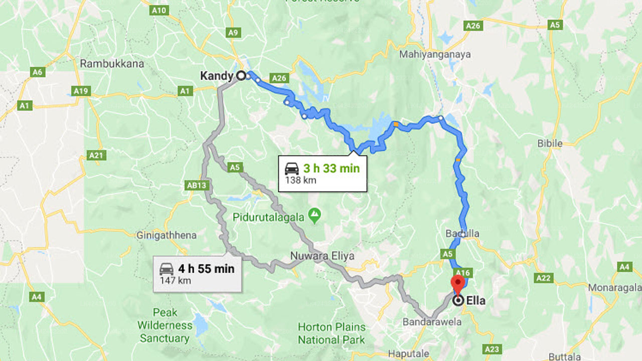 Kandy City to Ella City Private Transfer