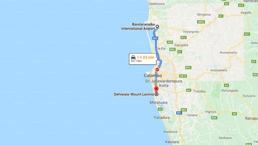Transfer between Colombo Airport (CMB) and Tropic Inn, Mount Lavinia