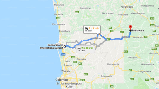 Transfer between Colombo Airport (CMB) and Hotel Elephant Park, Pinnawala