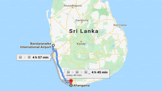 Transfer between Colombo Airport (CMB) and Puhulyaya Holiday Bungalow, Ahangama