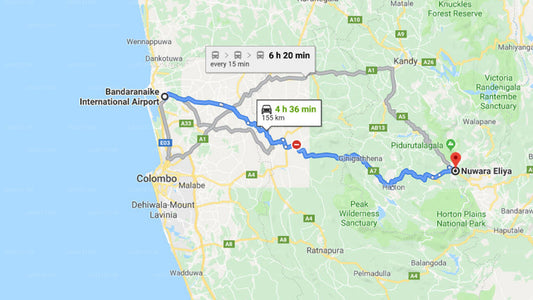 Transfer between Colombo Airport (CMB) and The Hill Club, Nuwara Eliya