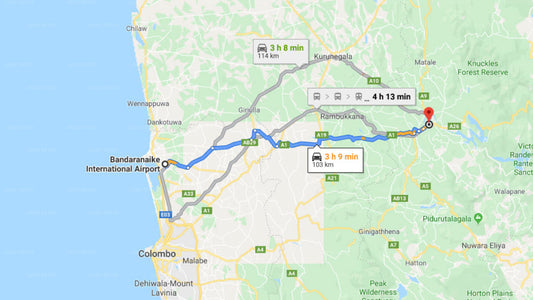 Transfer between Colombo Airport (CMB) and Swetha Villa, Kandy