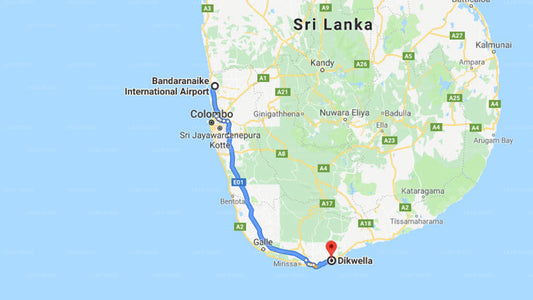 Transfer between Colombo Airport (CMB) and Peacock Villa Ayurveda Garden, Dikwella
