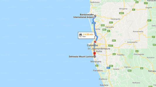 Transfer between Colombo Airport (CMB) and Sea Shells Enterprises, Mount Lavinia