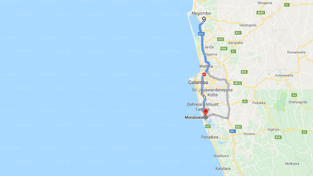 Transfer between Colombo Airport (CMB) and Hotel Bolgoda Park, Moratuwa
