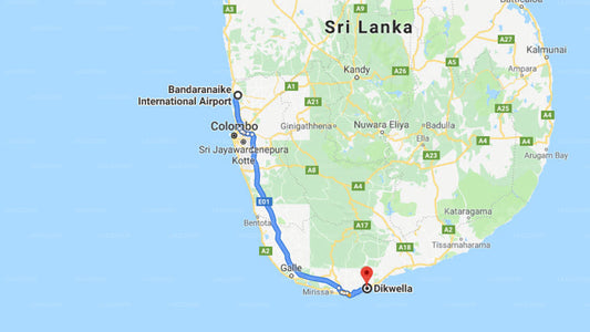 Transfer between Colombo Airport (CMB) and Wetakeiya House, Dikwella