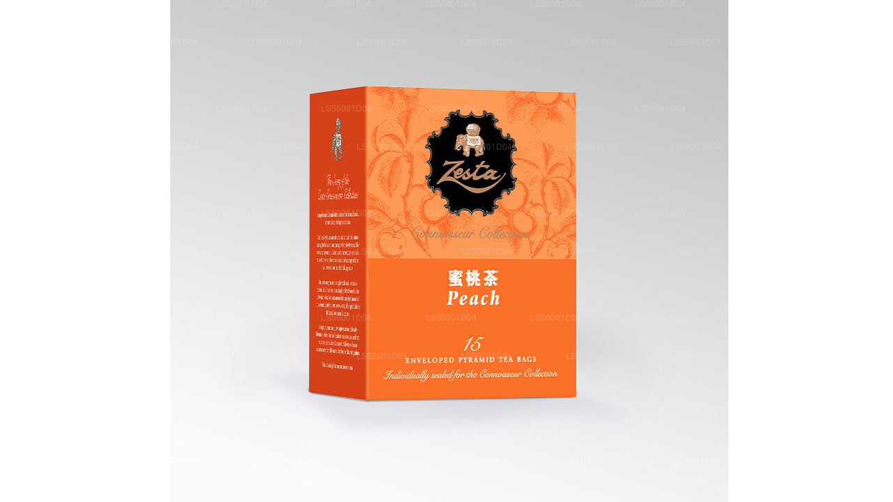 Zesta Peach Black Tea – 15 Pyramid Tea Bags (30g)