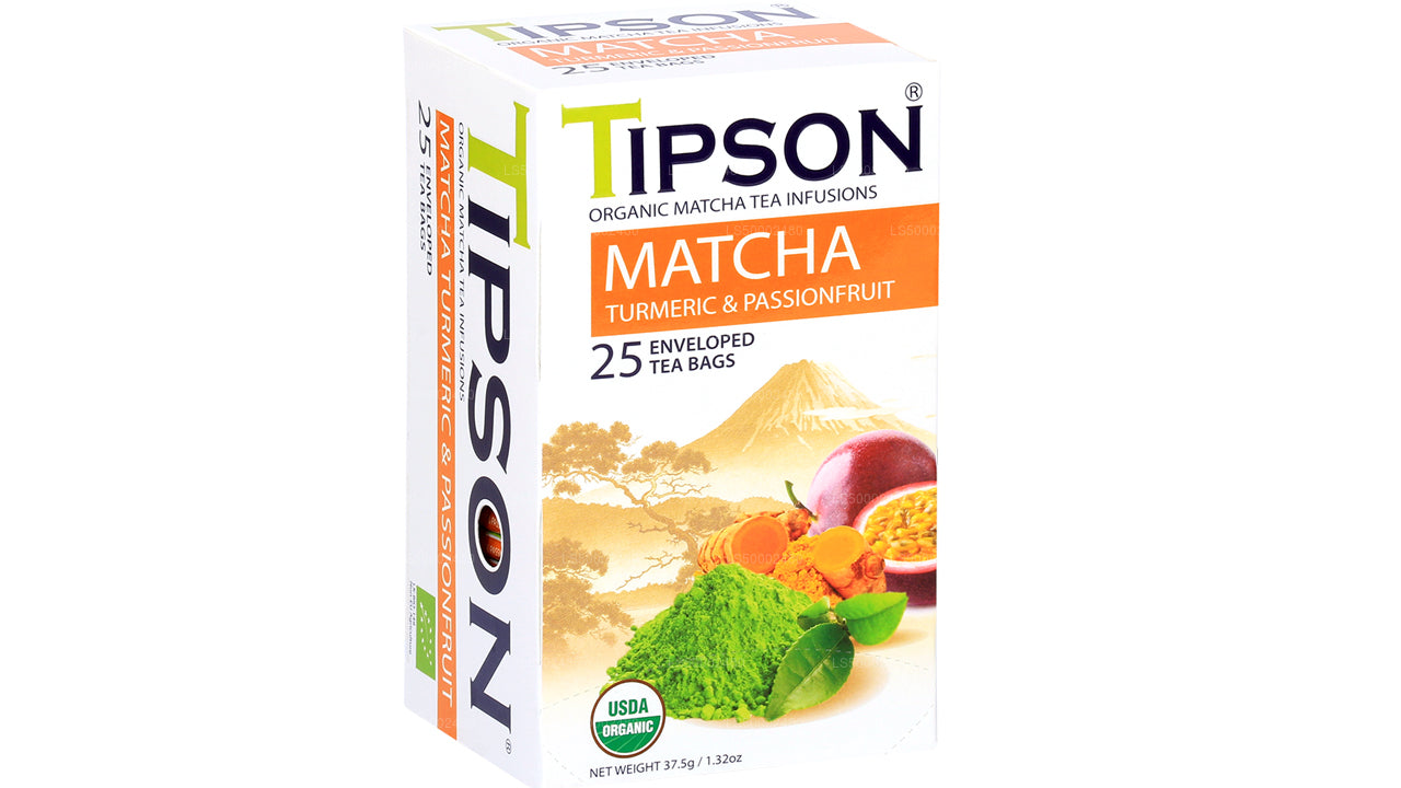 Tipson Tea Matcha Turmeric & Passionfruit 25 Enveloped Tea Bags (37.5g)