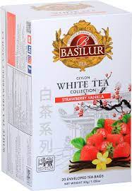 BASILUR - FLAVOURED WHITE TEA - BOX - PAPER ENVELOPED TEA BAG - STRAWBERRY VANILLA (30g)