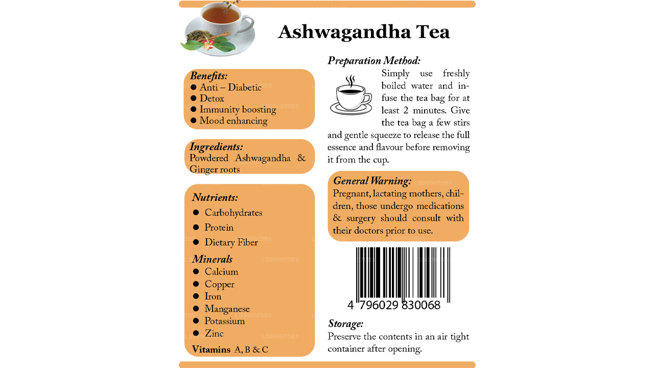 Lifetone Moringa Ashwagandha Ginger Tea  (40g)