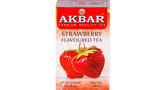 Akbar Strawberry Flavoured Ceylon Black Tea, (40g) 20 Tea Bags