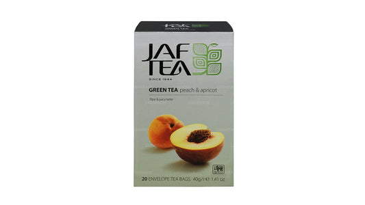 Jaf Tea Pure Green Collection Green Tea Peach and Apricot Foil Envelop Tea Bags (40g)