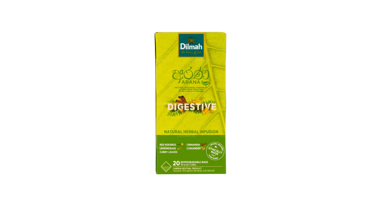Dilmah Arana Digestive Red Rooibos Natural Herbal Infusion (20 Tagless Tea Bags)
