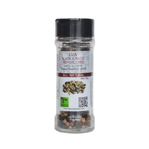 Malwatte Spices Black and White Peppercorns Bottle